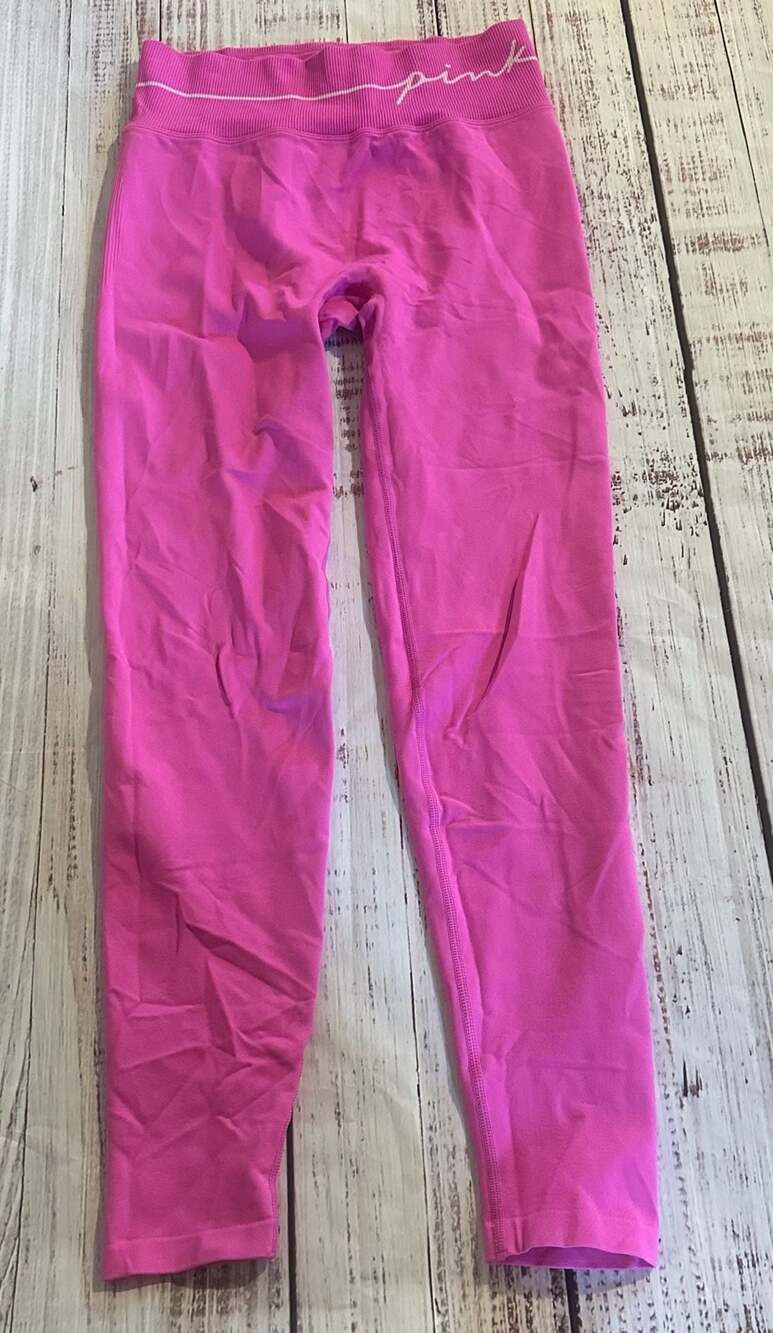 PINK Victoria's Secret Active Pink Ribbed Waist Seamless Leggings Size Small